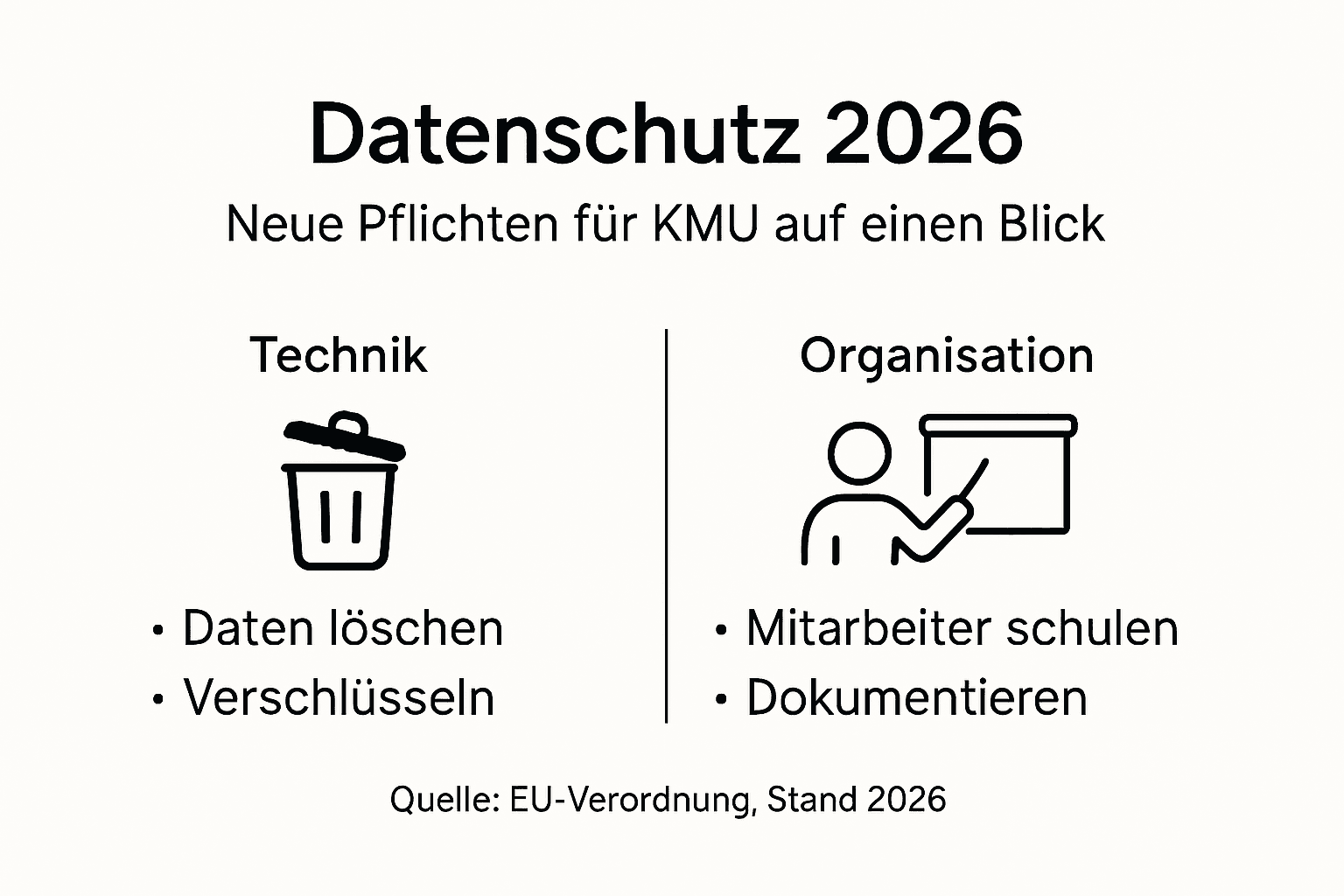 DSGVO-Anforderungen 2026 auf einen Blick: Die wichtigsten Neuerungen kompakt als Infografik