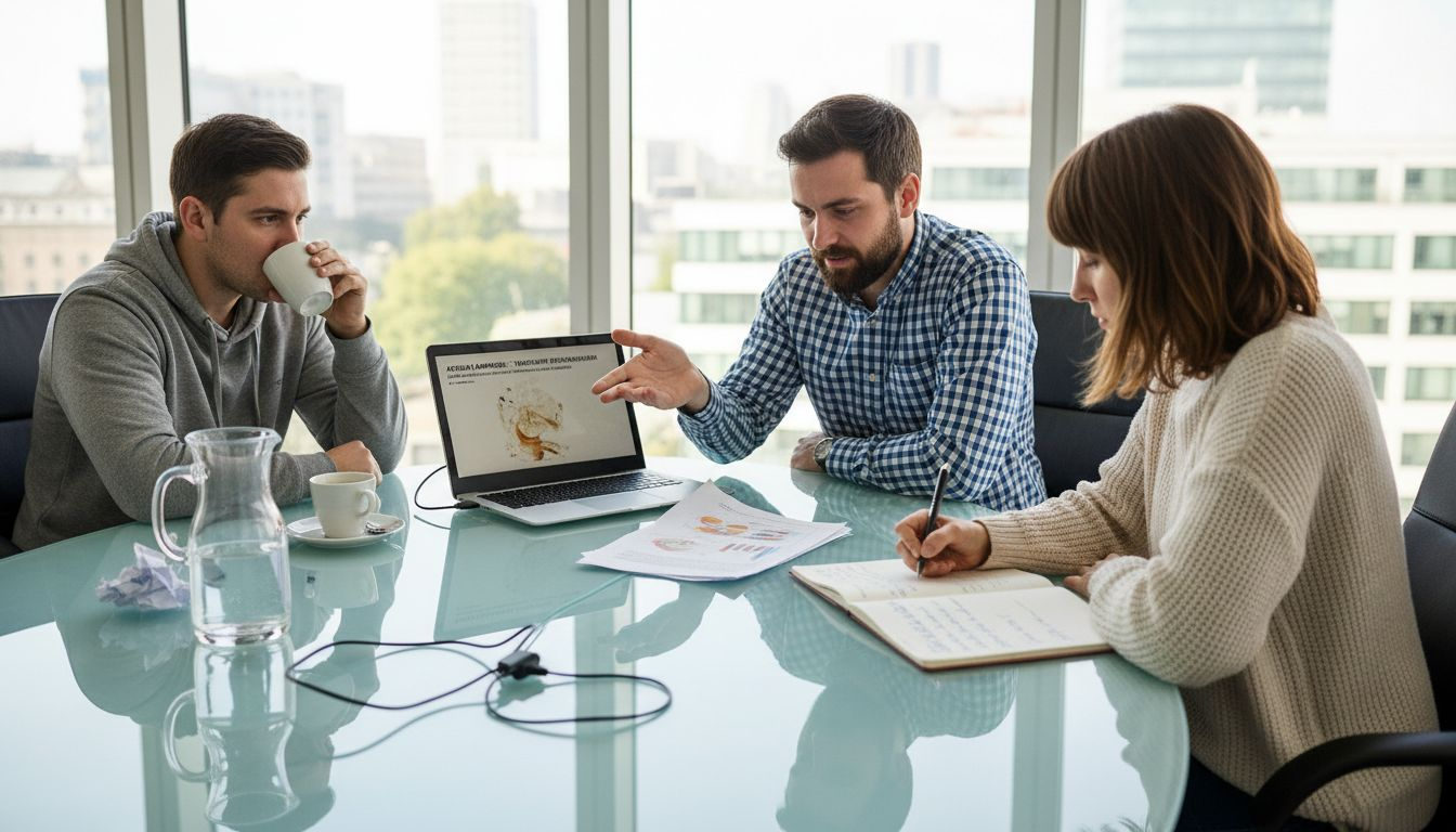 Besprechung im Team zur Entwicklung unserer Markenstrategie