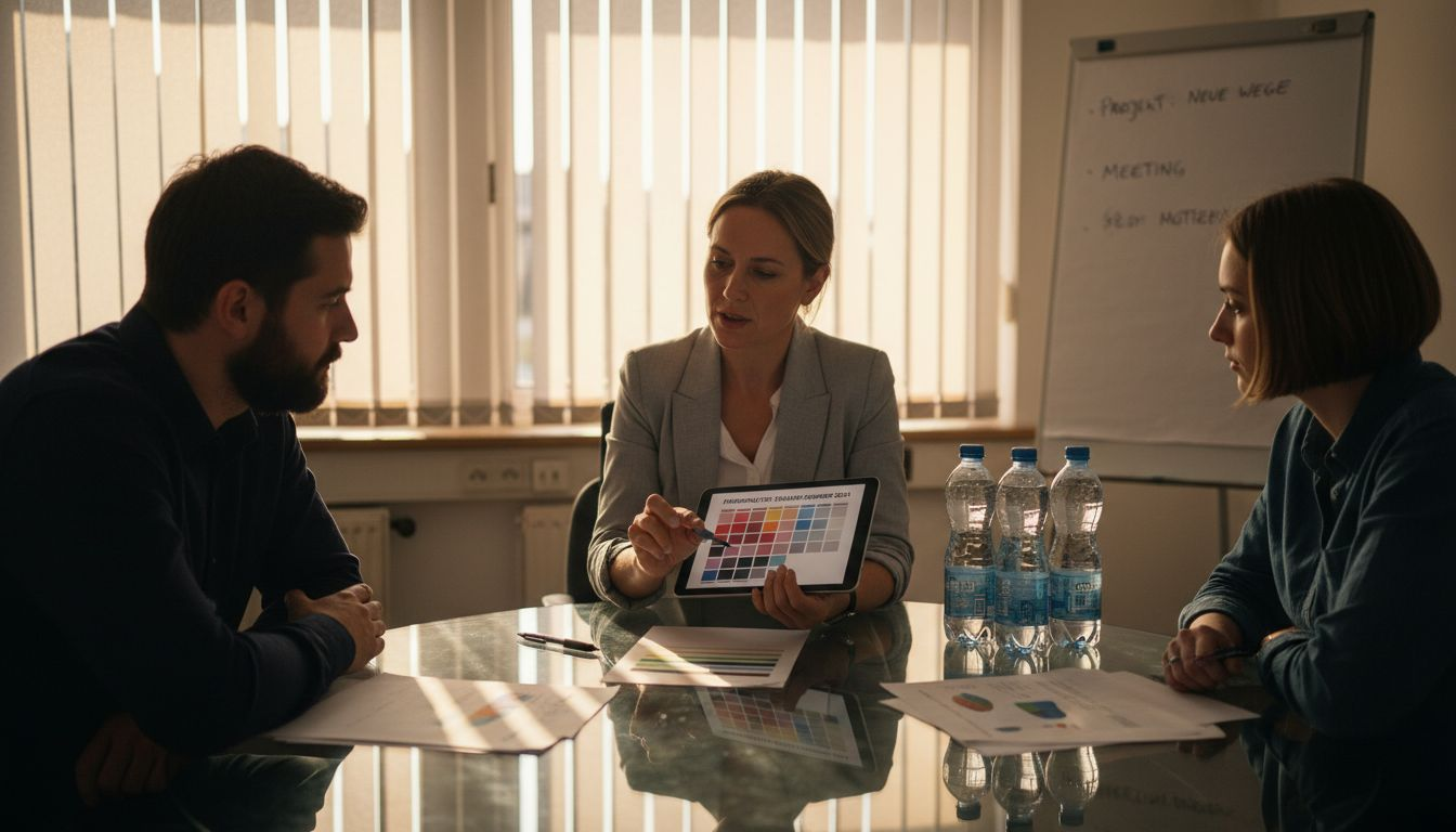 Im Meeting tauscht sich das Team über die aktuellen Webanalyse-Daten aus und bespricht deren Ergebnisse.