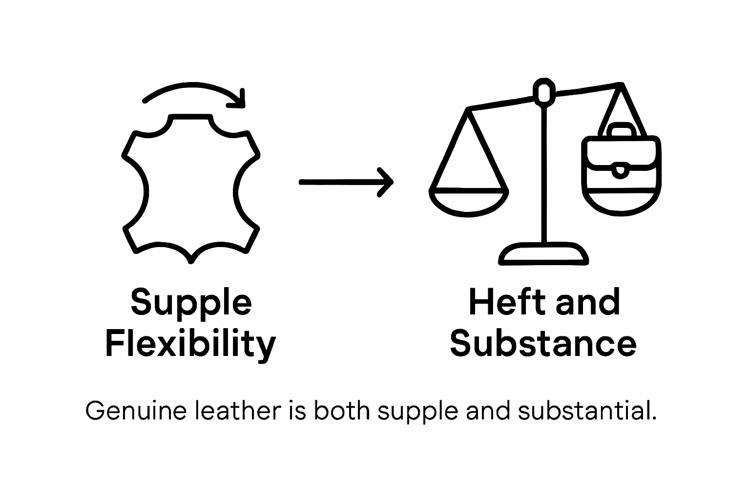 Infographic testing flexibility and weight of leather