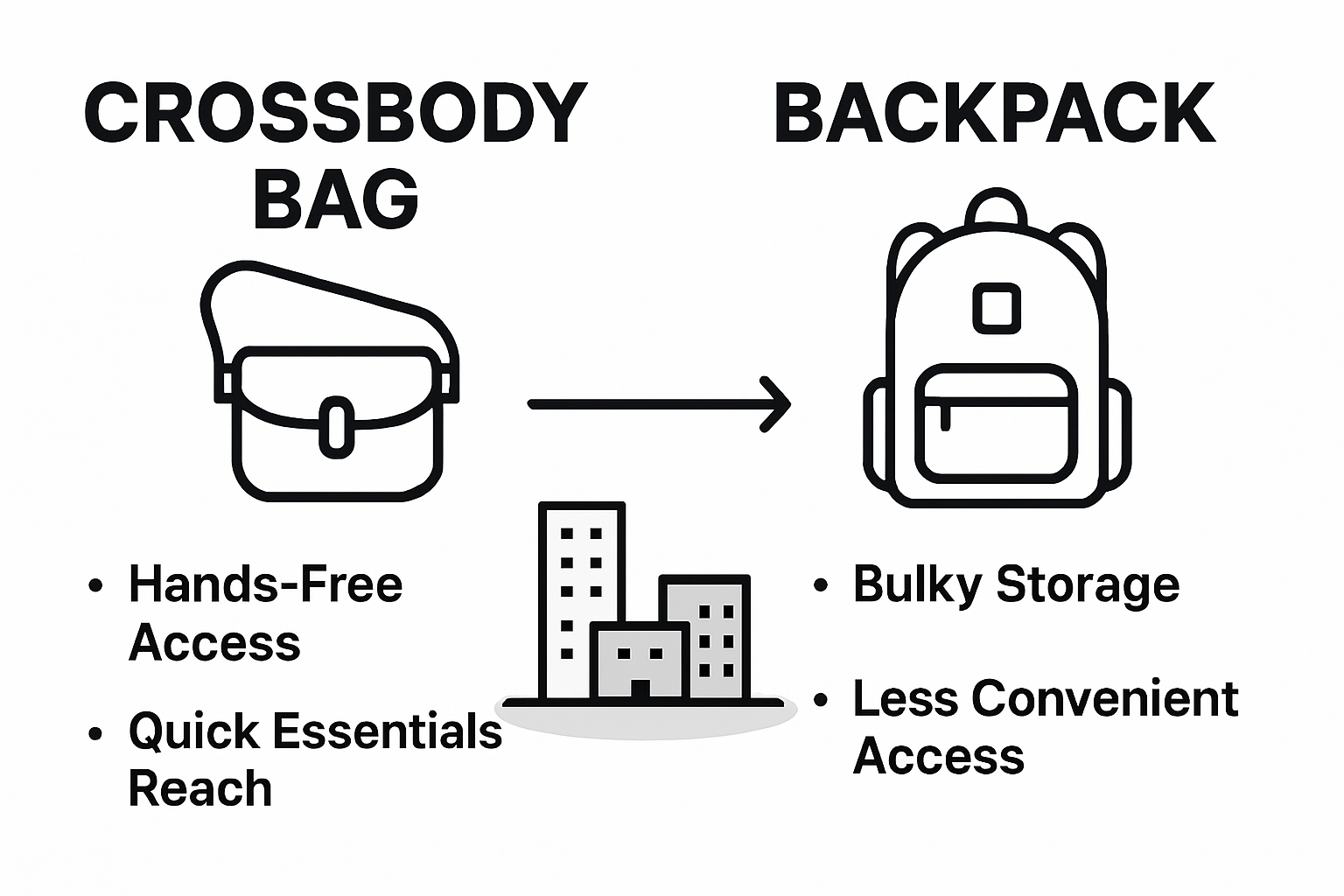 Infographic comparing crossbody bag and backpack