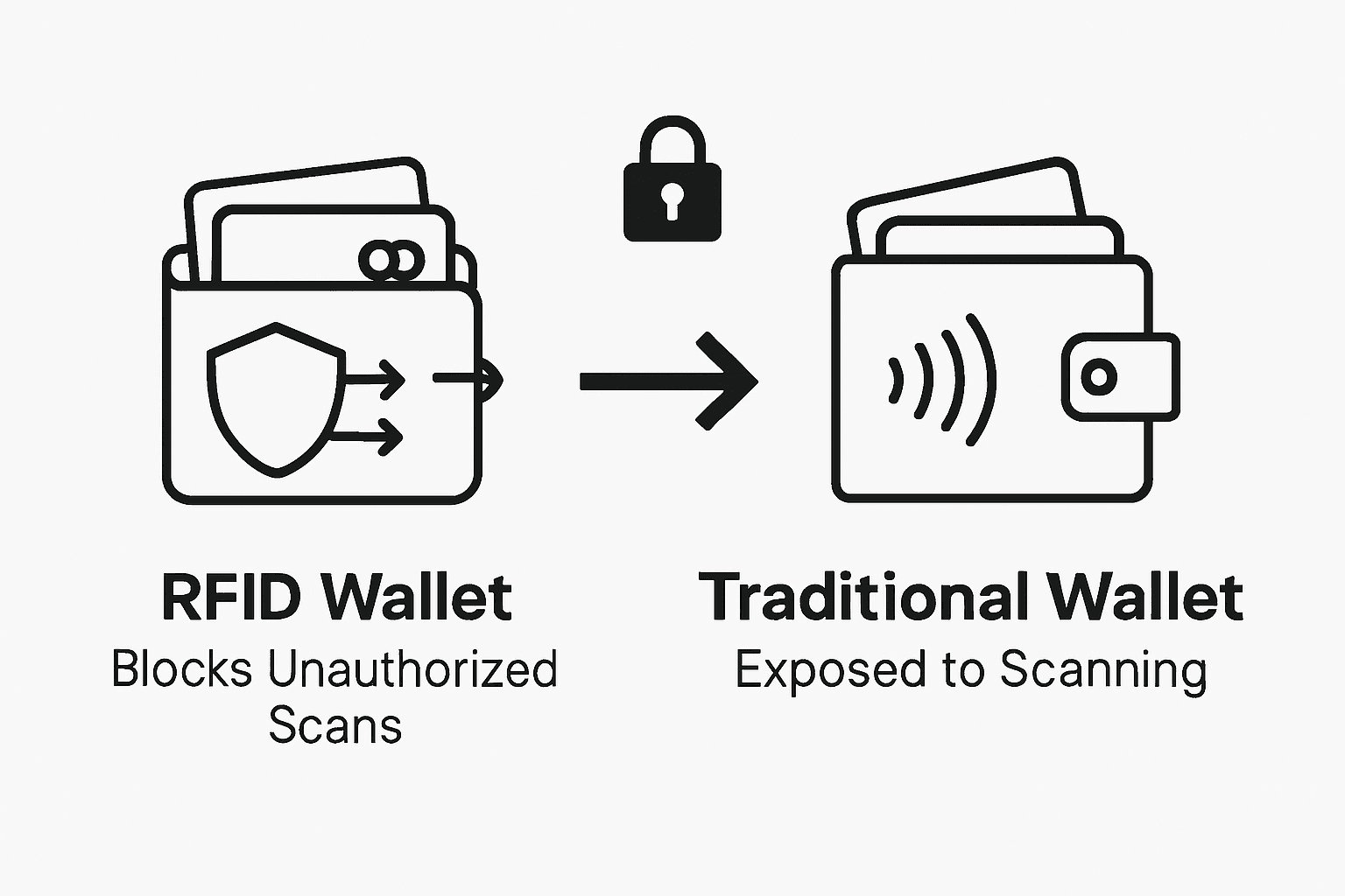 Infographic comparing RFID and traditional wallets