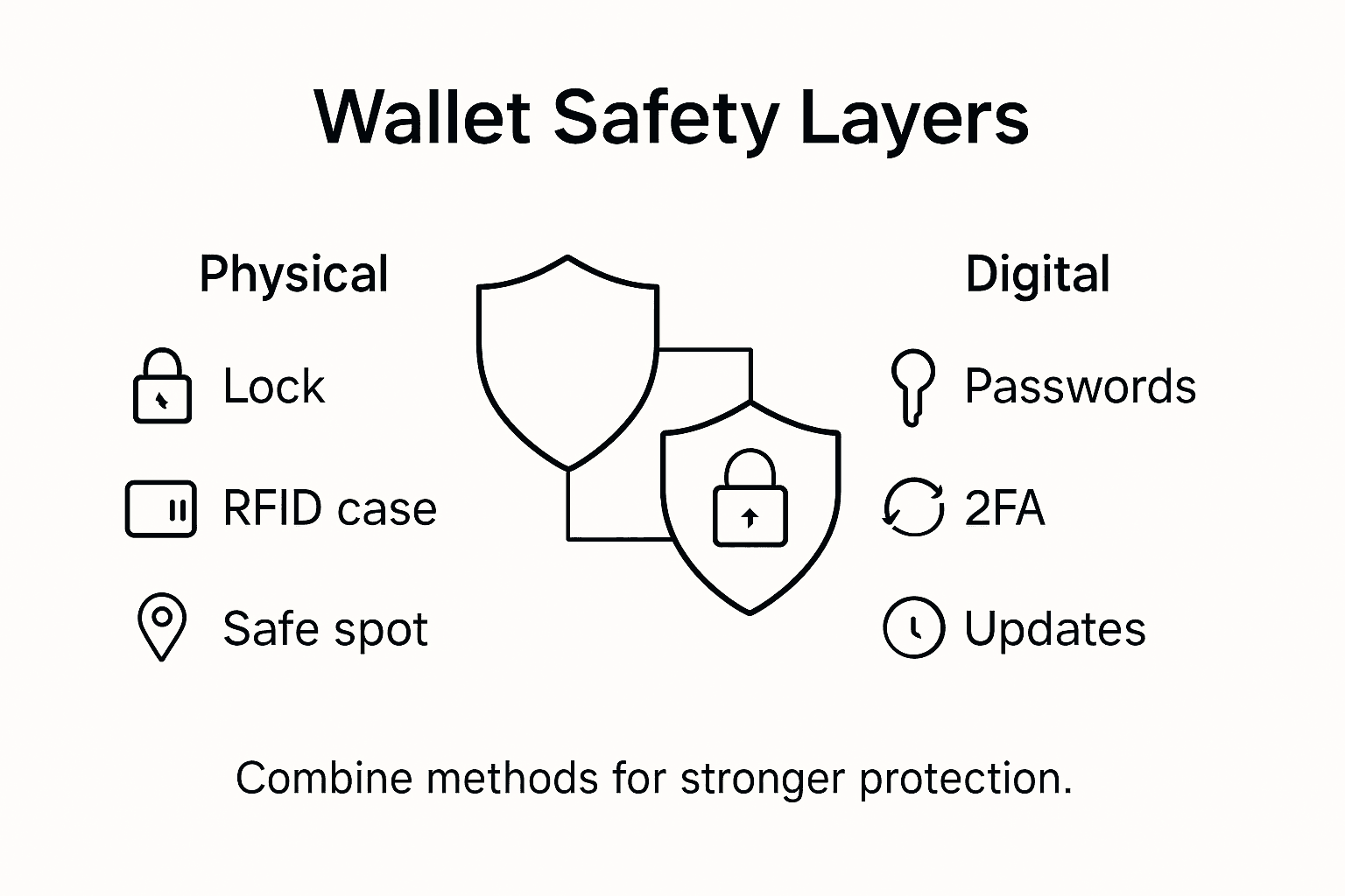 Infografik zu Sicherheitsstufen für physische und digitale Wallets
