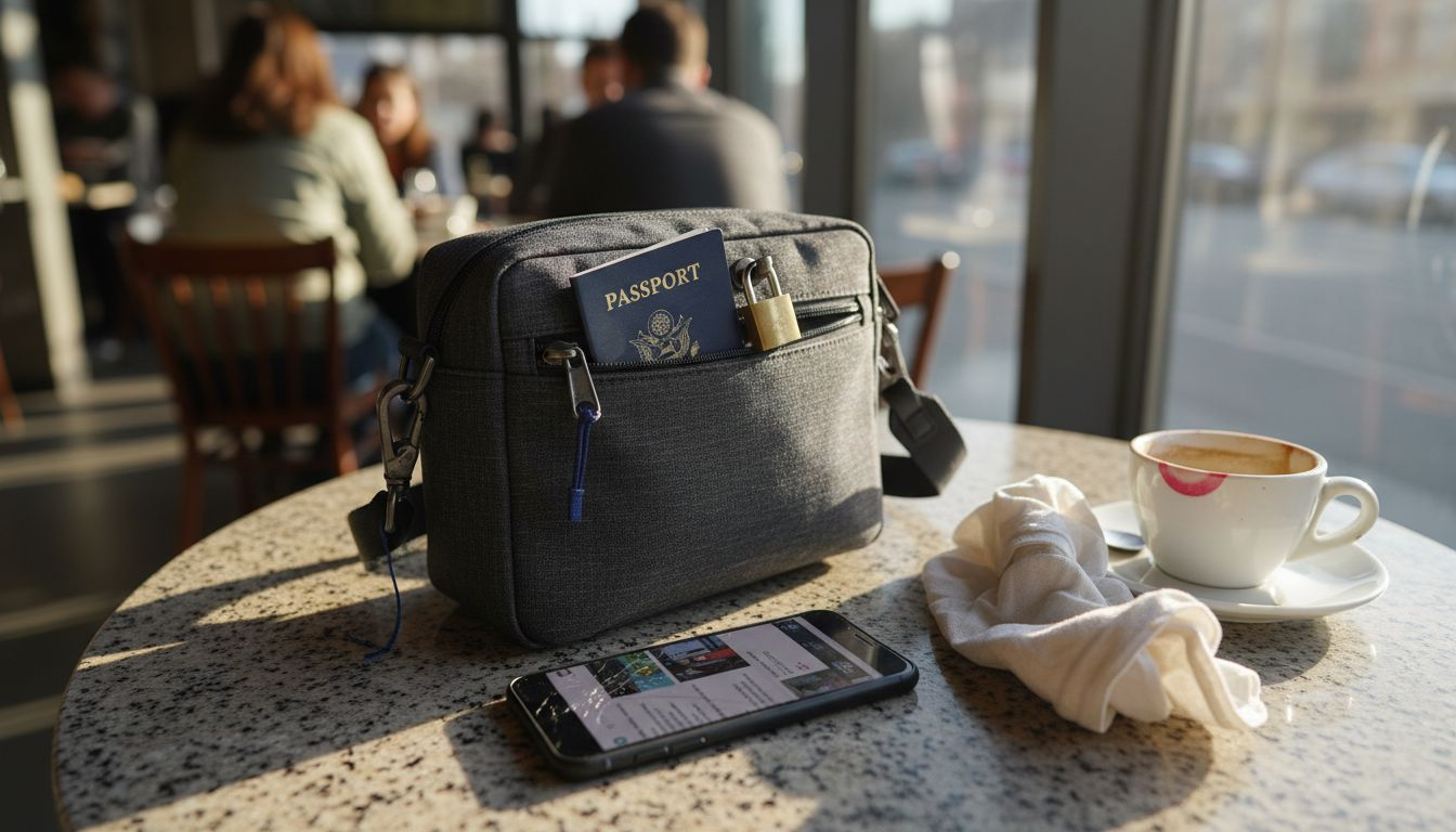 Diebstahlsichere Tasche mit versteckter Tasche und Schloss