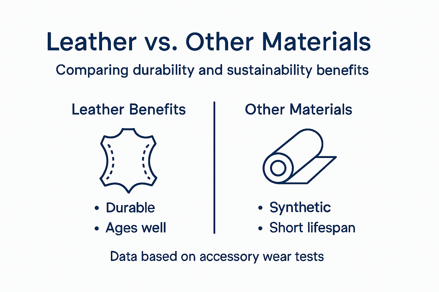 Infographic showing leather versus synthetic material benefits