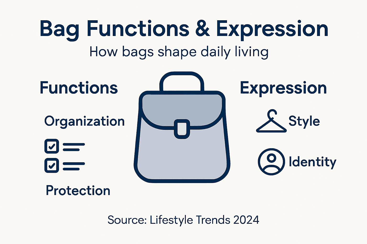 Infographic showing bag role in function and style
