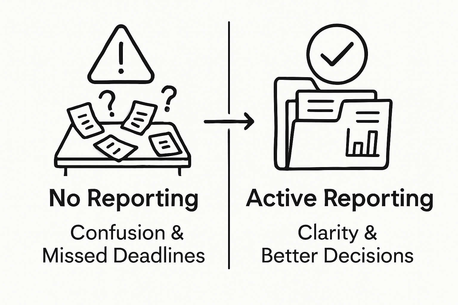 Infographic comparing good vs. poor reporting
