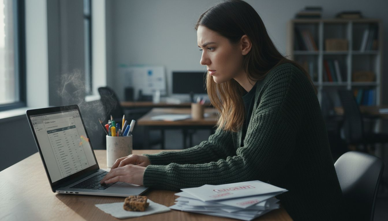 Woman using QuickBooks reconciliation feature