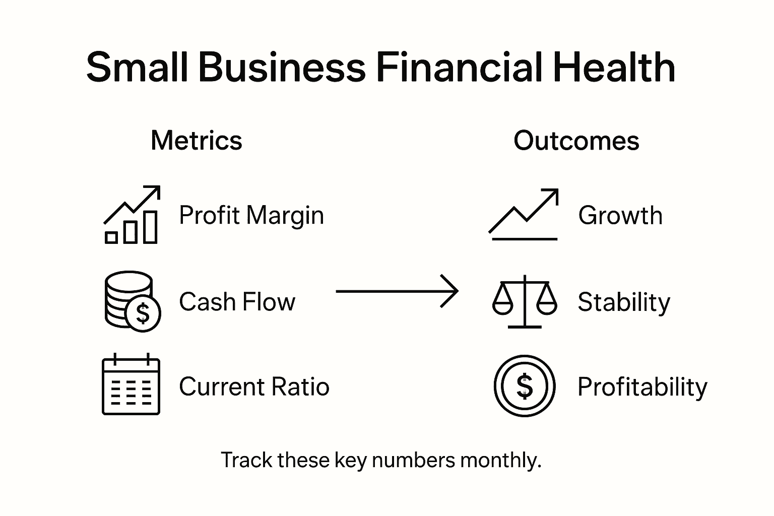 Infographic on small business financial metrics and outcomes