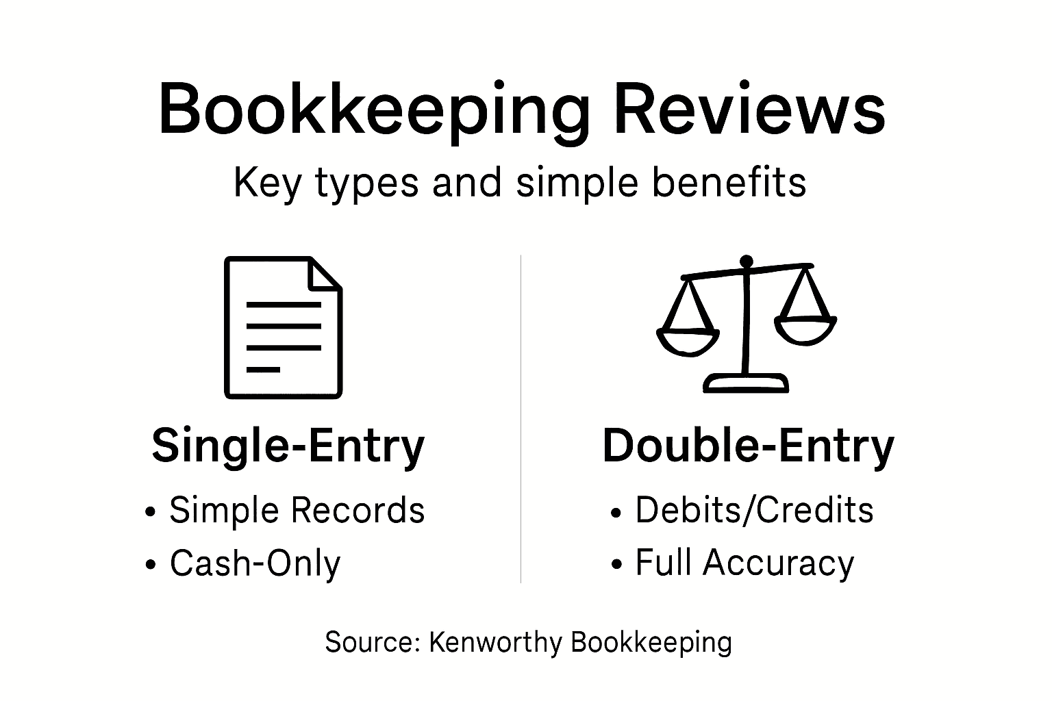 Infographic comparing single and double-entry bookkeeping