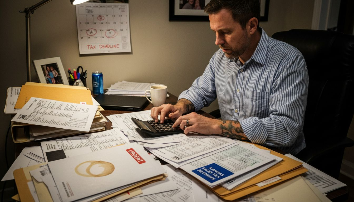 Business owner preparing tax compliance paperwork