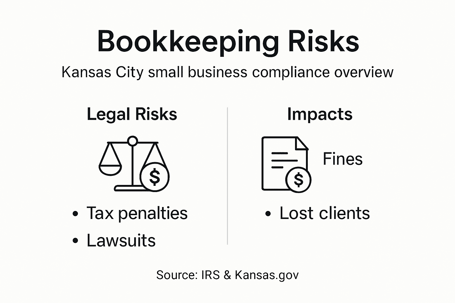 Infographic showing bookkeeping risks and impacts