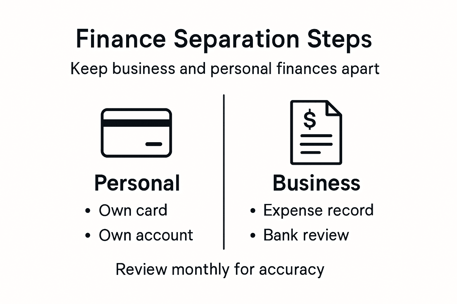 Infographic on steps to separate finances