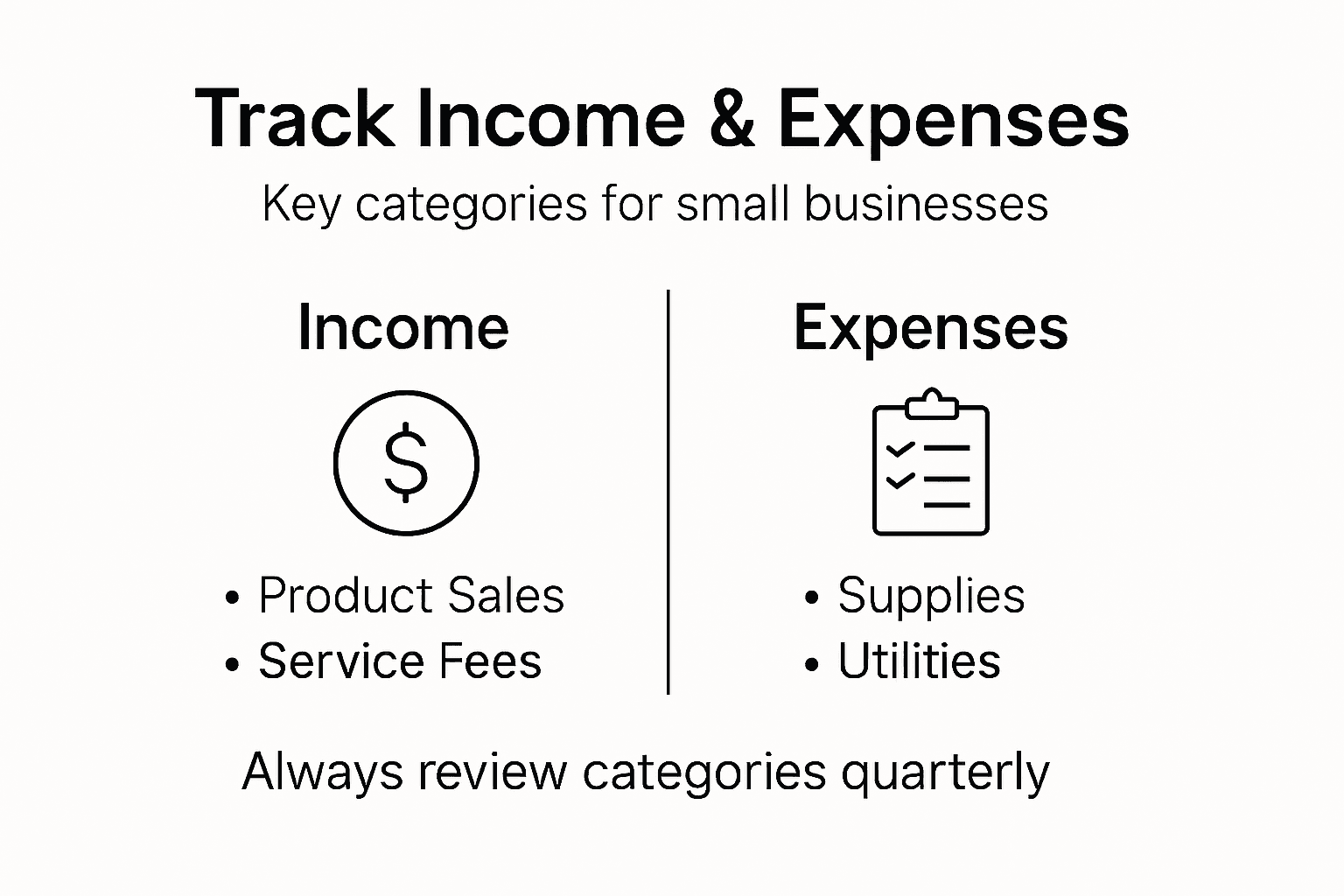Infographic showing core income and expense categories