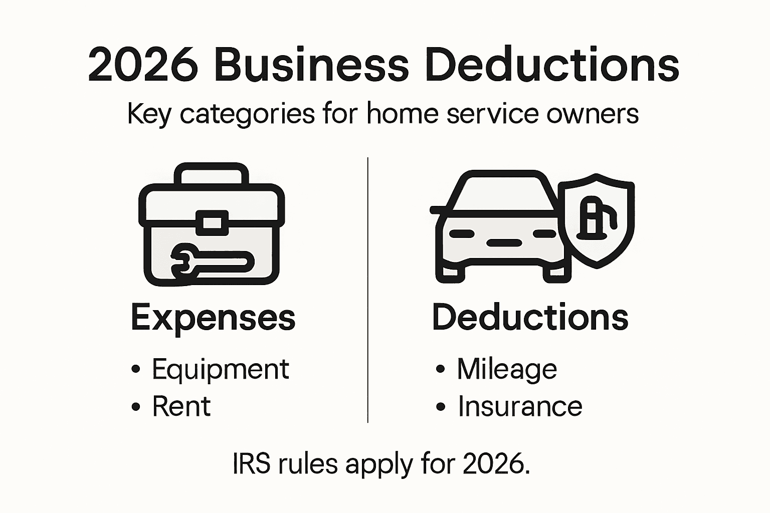 Infographic summarizing key 2026 tax deduction categories