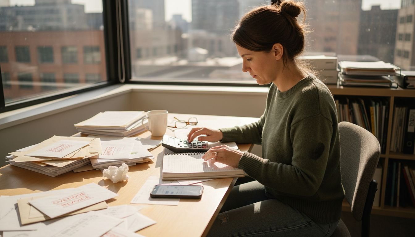 Bookkeeper organizing cash flow documents
