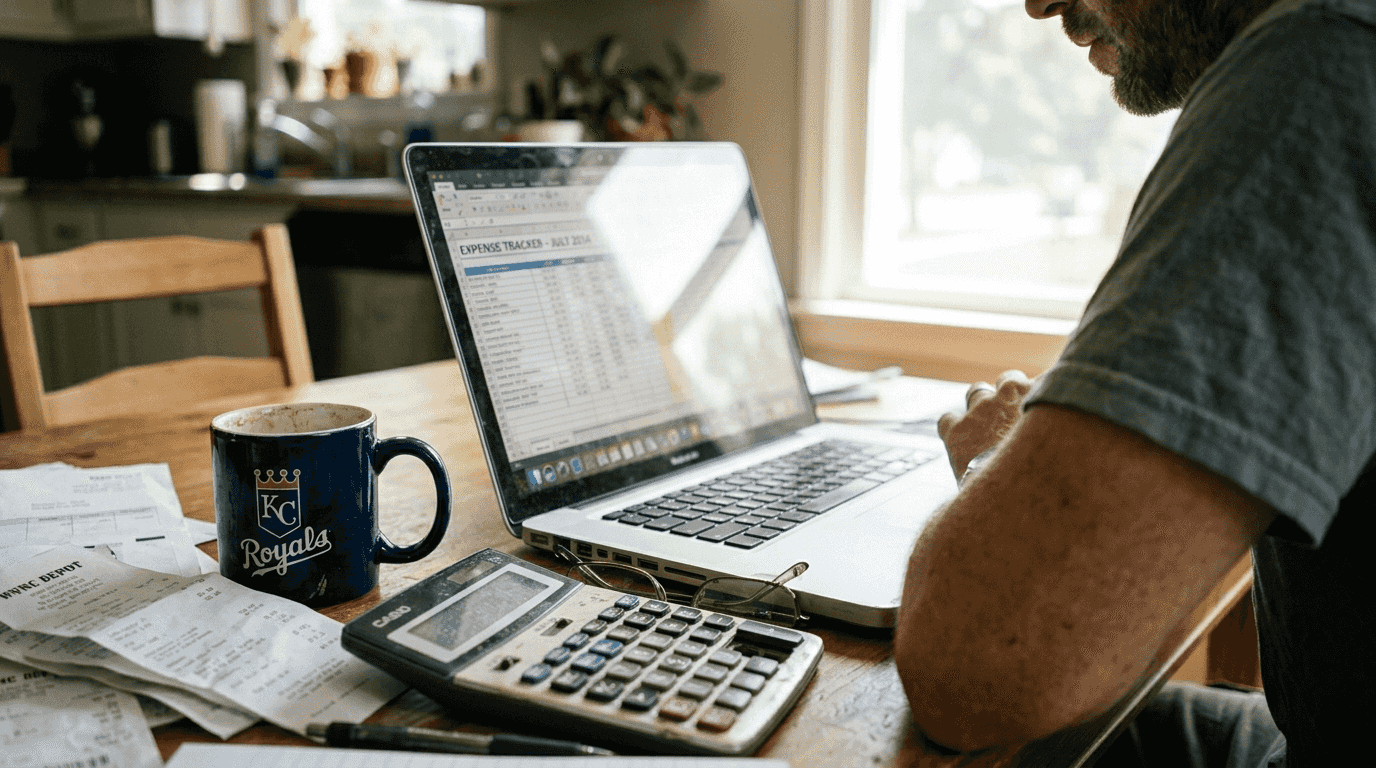 Home business owner manages bookkeeping expenses