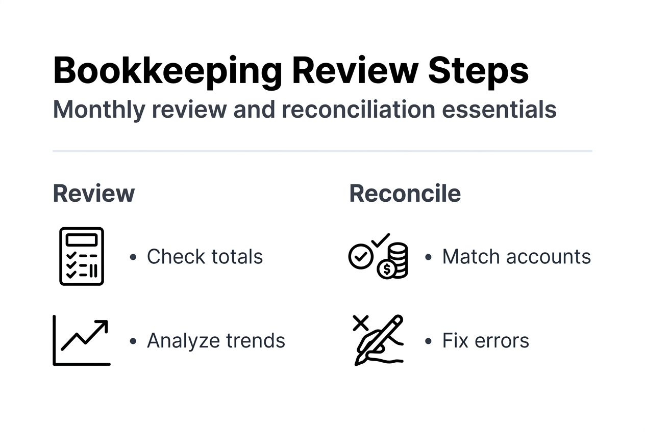 Infographic showing monthly review steps