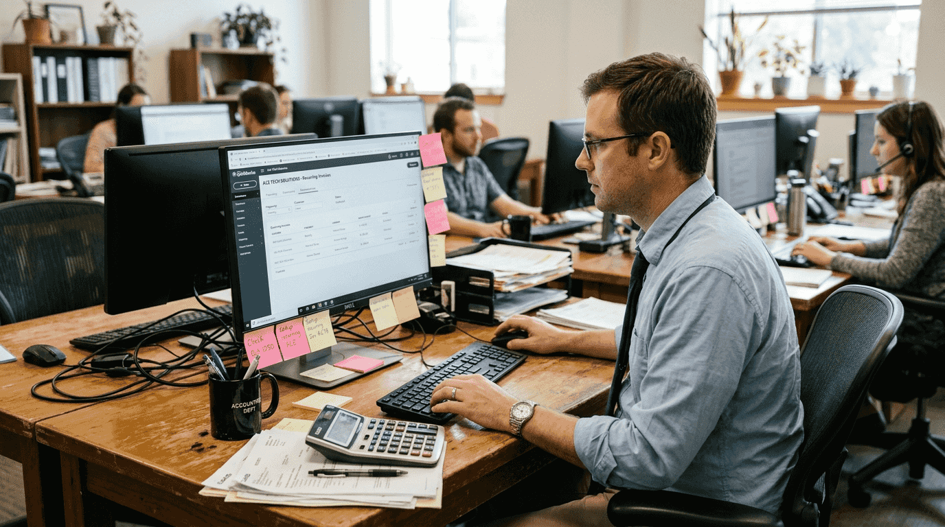 Bookkeeper automating tasks in office setting