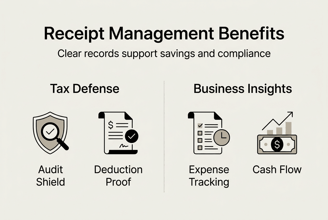 Infographic showing key receipt management benefits