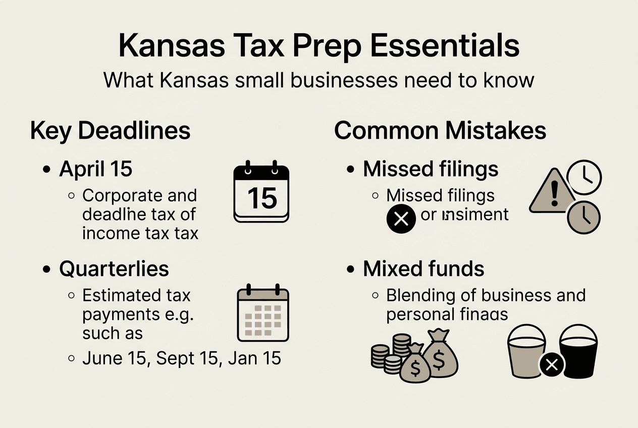 Infographic showing Kansas tax deadlines and mistakes