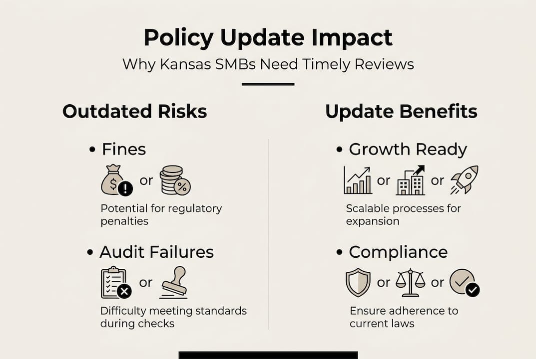 Infographic showing risks and benefits of policy updates