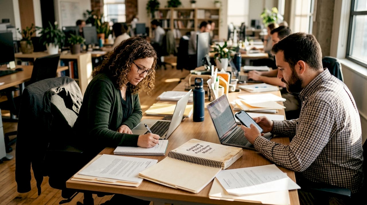 Staff discussing review cycle for financial policies