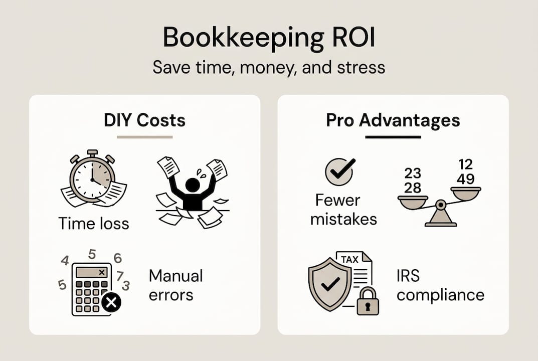 Infographic comparing DIY and professional bookkeeping