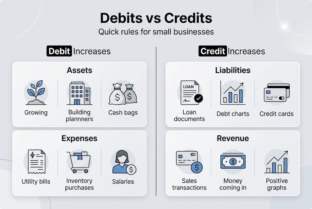 Infographic on debits and credits rules