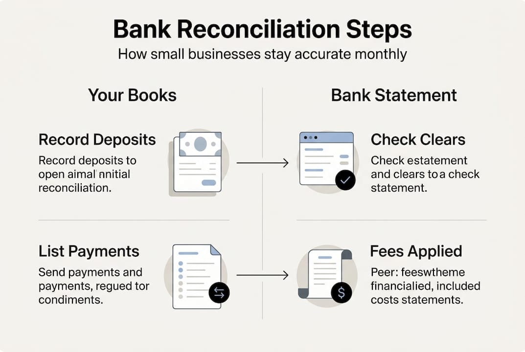 Infographic bank reconciliation steps comparison