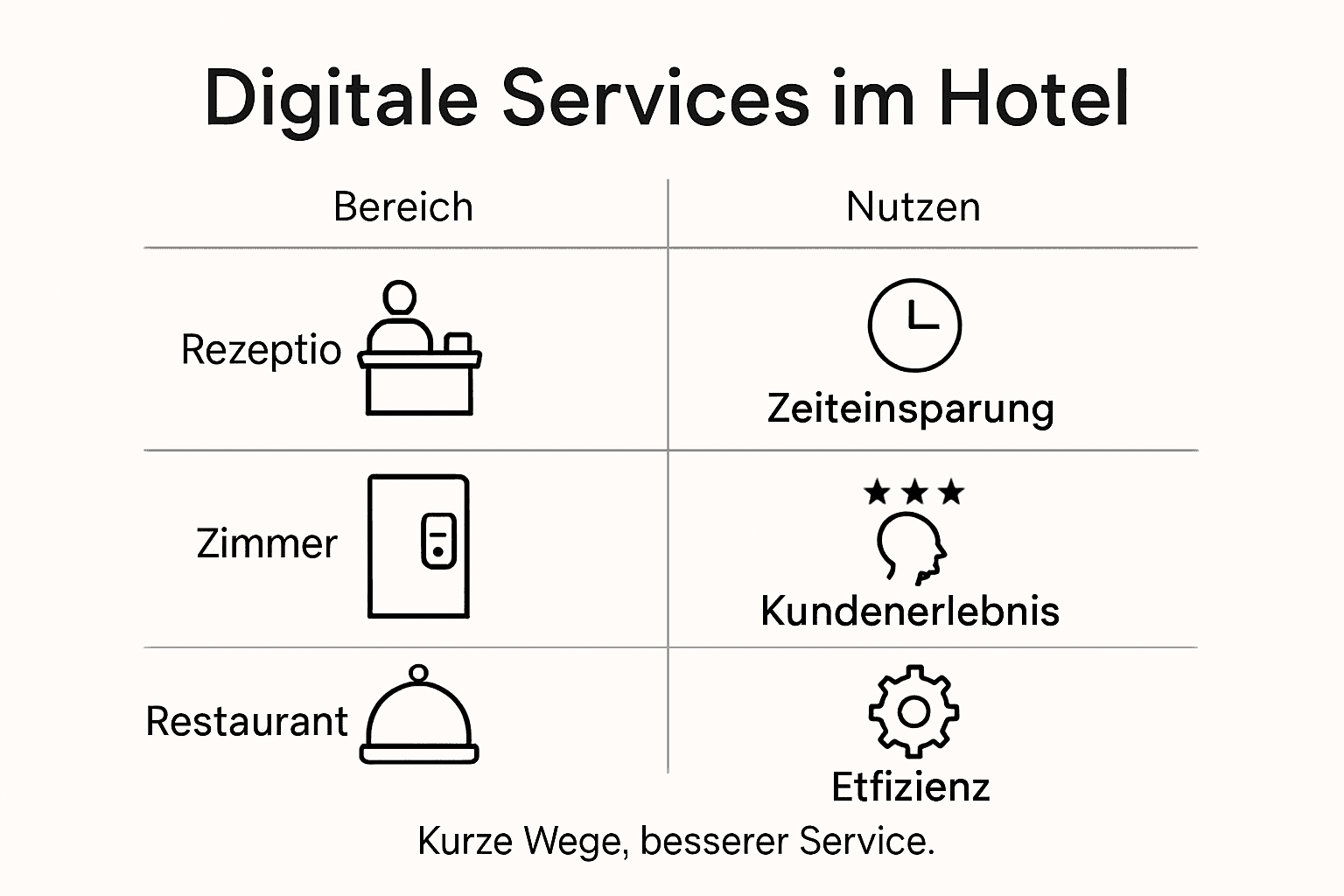 Übersicht: Digitale Services und deren Einsatzbereiche in der Hotellerie