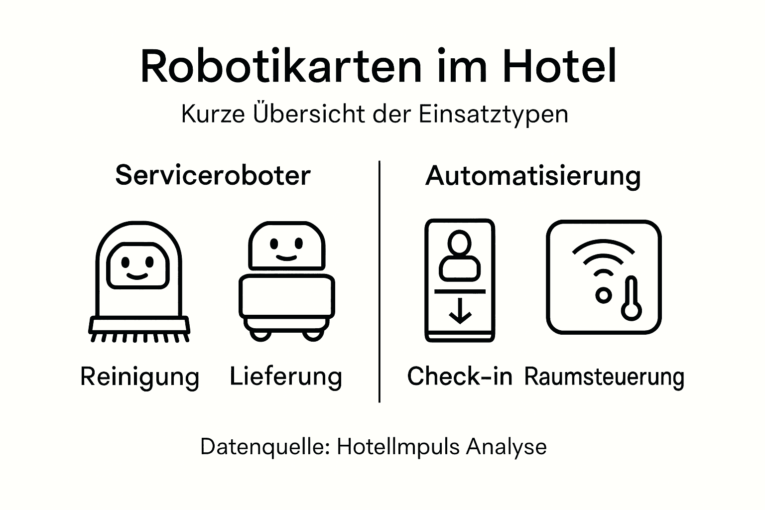 Übersicht: Verschiedene Robotertypen und ihre Einsatzbereiche im Hotel