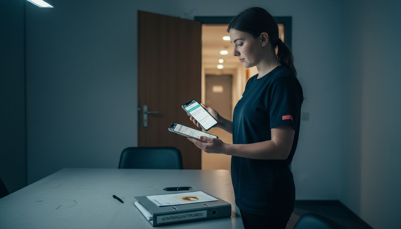 Eine Mitarbeiterin testet die digitalen Anwendungen des Hotels auf ihre Praxistauglichkeit.