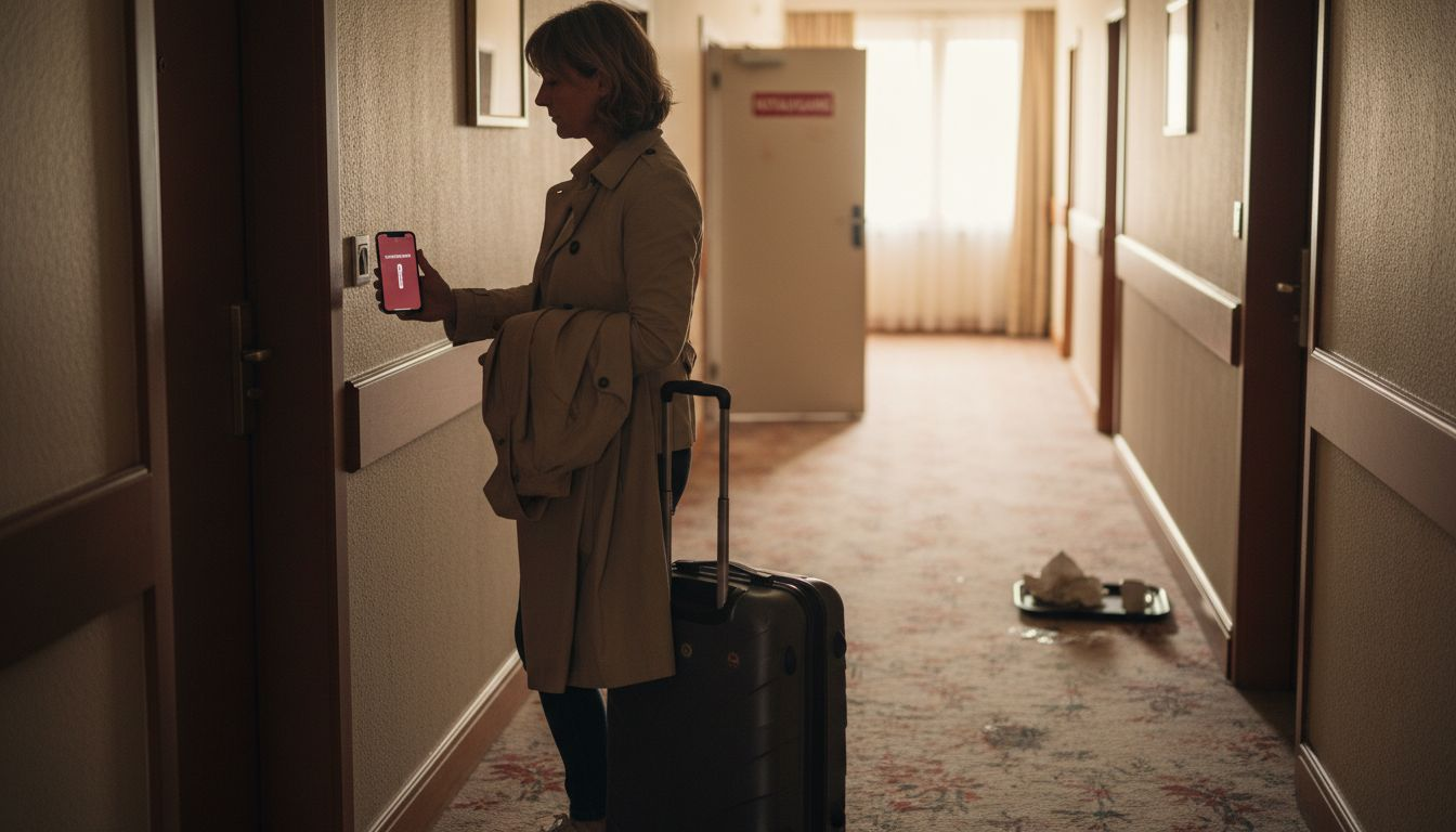 Ein Hotelgast öffnet die Zimmertür bequem mit seinem digitalen Schlüssel.