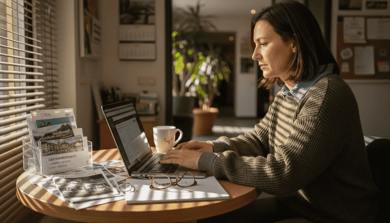 Fachkraft aktualisiert die Inhalte der Hotel-Website