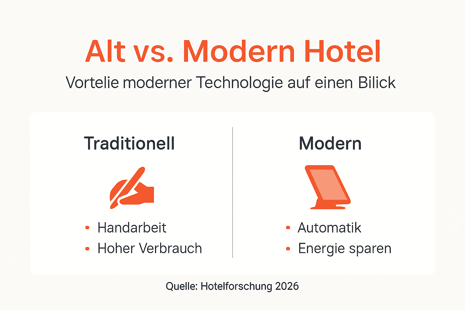Vergleich auf einen Blick: Traditionelle vs. moderne Hotels – eine anschauliche Infografik