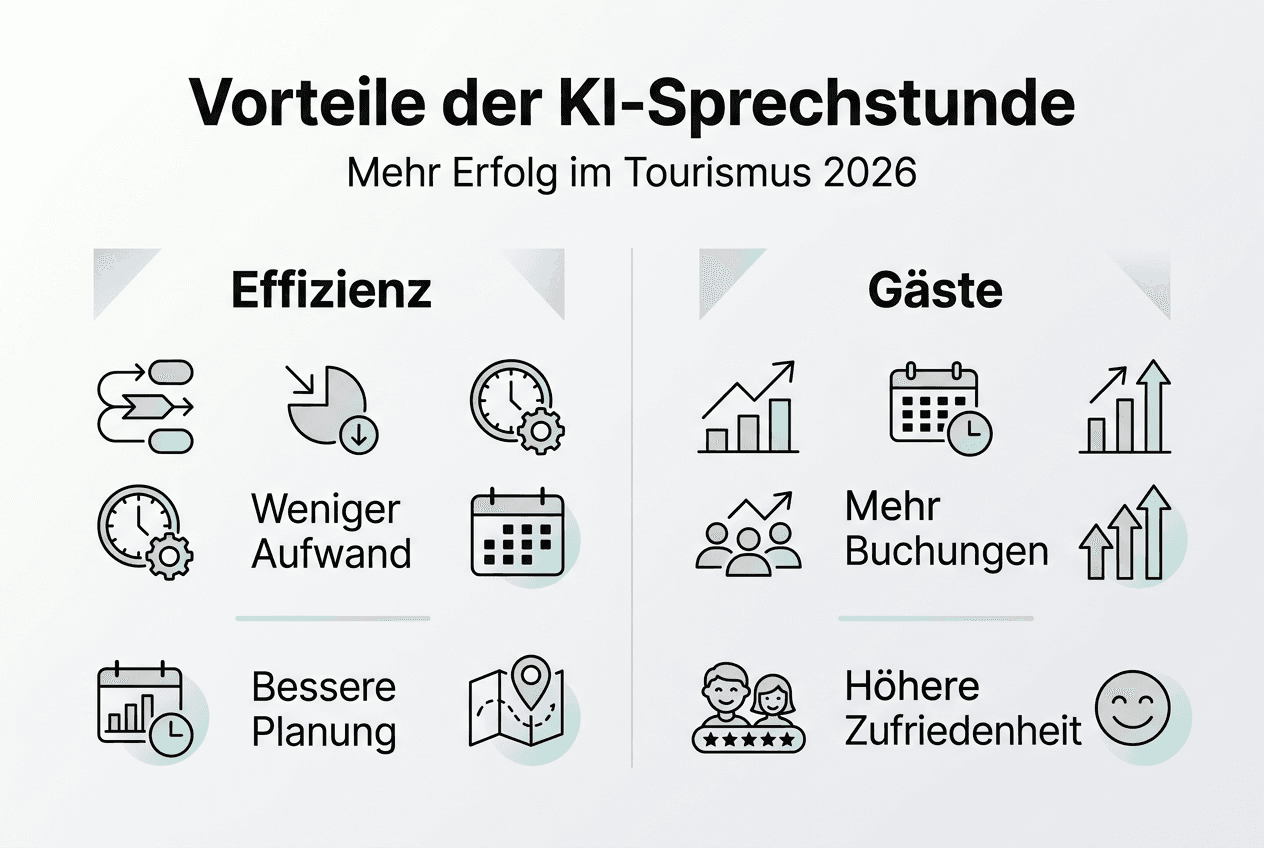 Infografik: Die Vorteile der monatlichen KI-Sprechstunde im Tourismus