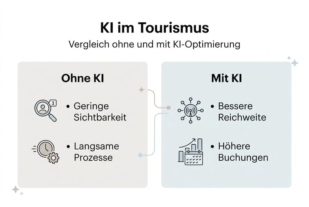 Infografik: Die Vorteile von Künstlicher Intelligenz im Tourismussektor im direkten Vergleich