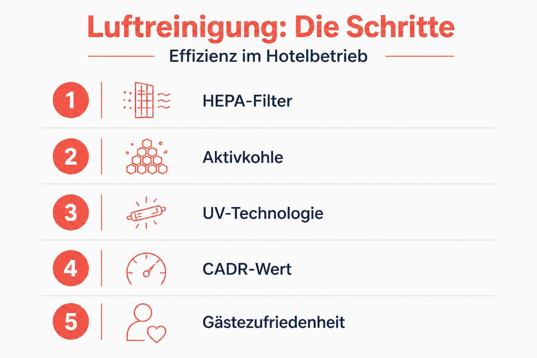 Grafische Übersicht: So wird die Luft im Hotel Schritt für Schritt gereinigt