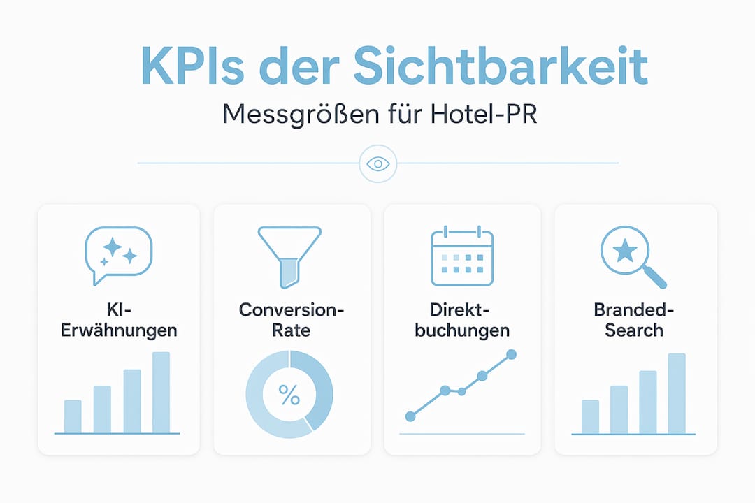 Übersichtsgrafik: Vier wichtige Kennzahlen zur Sichtbarkeit Ihres Hotels auf einen Blick