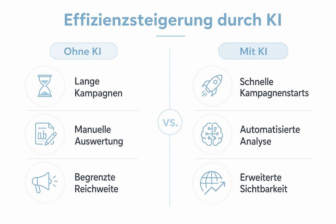 Infografik: Produktivitätssteigerung im Vergleich – mit und ohne Einsatz von KI