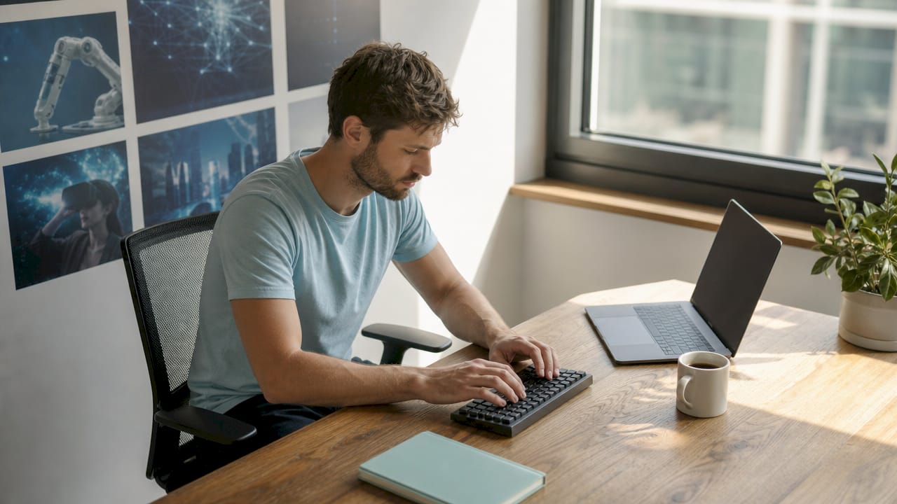 Ein Entwickler arbeitet an der technischen Suchmaschinenoptimierung und programmiert gezielt Verbesserungen am Code.
