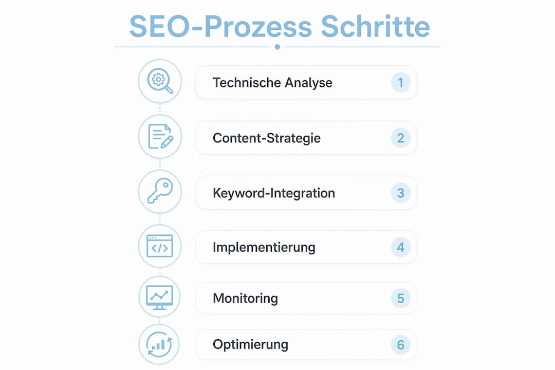 Übersichtliche Infografik: Die wichtigsten SEO-Schritte speziell für Hotels auf einen Blick