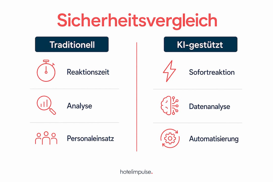 Infografik: Sicherheit im Vergleich – Klassische Systeme versus KI-Lösungen