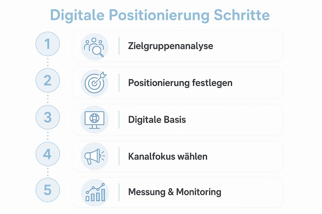 Grafische Übersicht: So gelingt die digitale Positionierung Schritt für Schritt