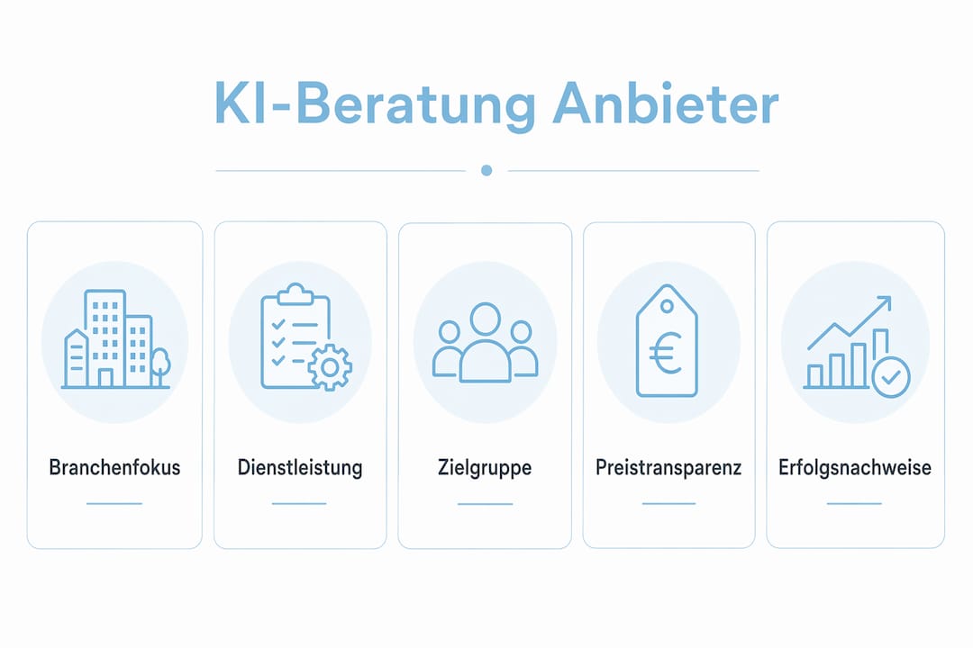 Infografik: Wichtige Kriterien zum Vergleich von KI-Beratungsunternehmen