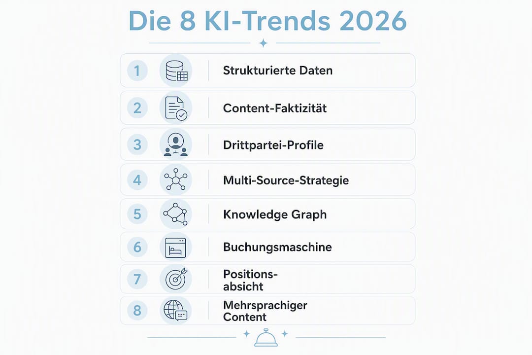 Grafik: Die 8 wichtigsten KI-Trends, die Hotellerie 2026 prägen werden