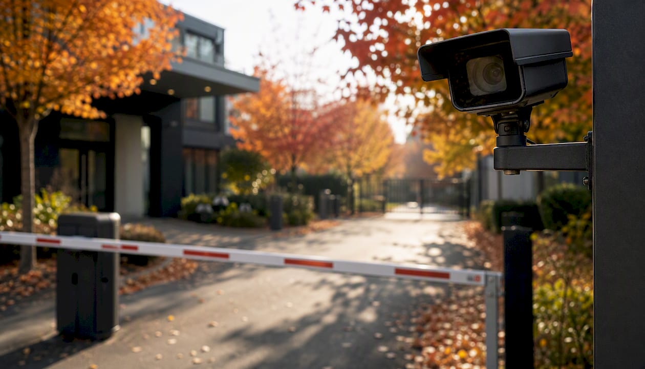 Hotelparkplatz mit Schranke und automatischer Kennzeichenerkennung