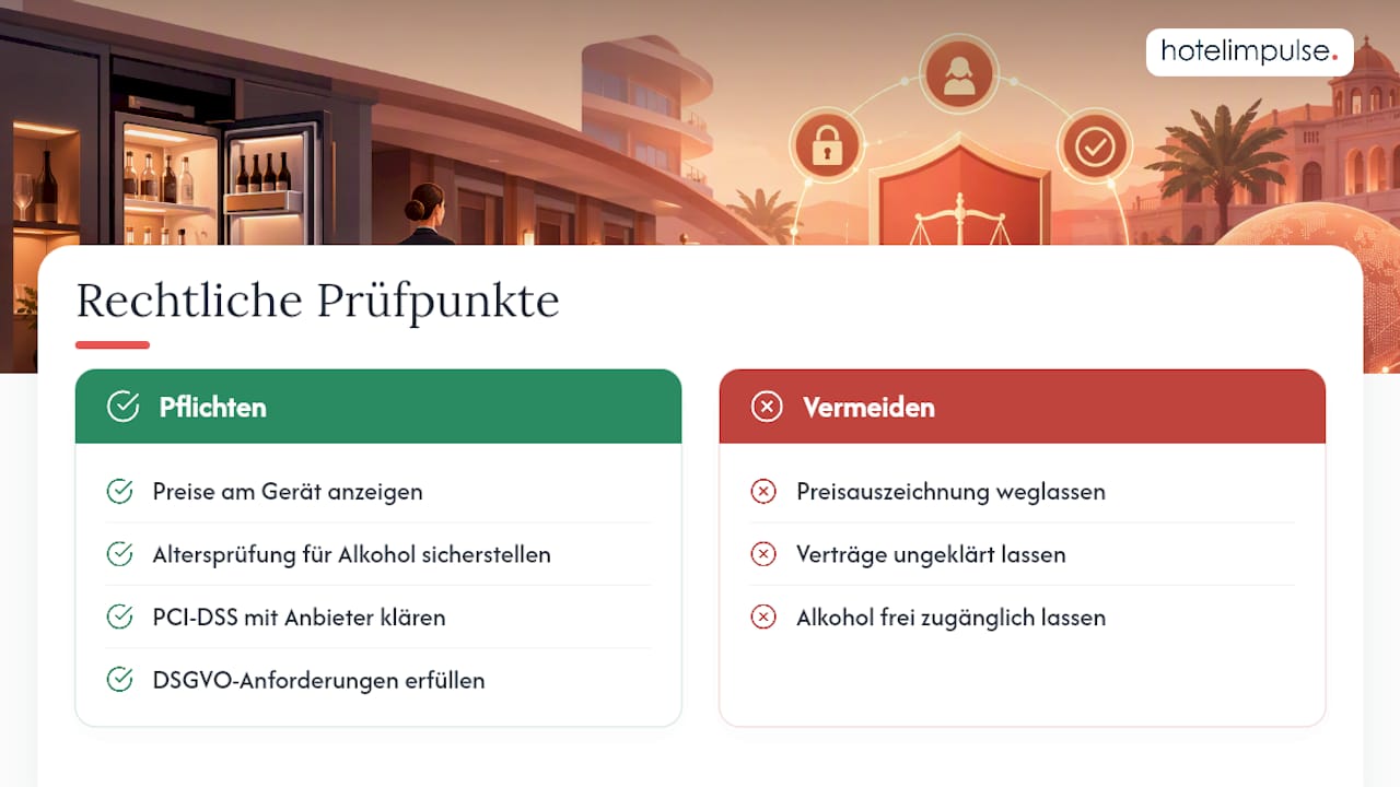 Welche rechtlichen Vorgaben gelten für automatisierte Verkaufsstellen im Hotel? — overview diagram