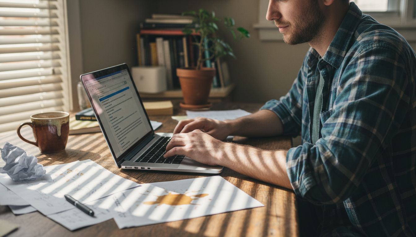 Blogger working on search-optimized article